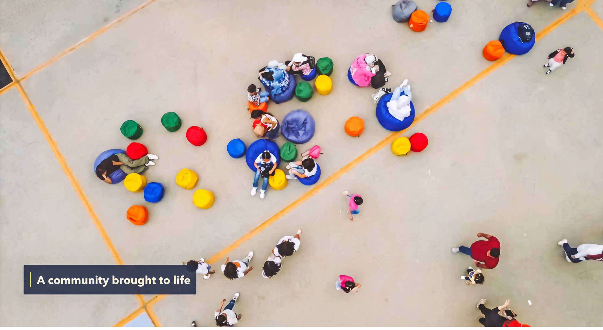 The ESE school community gathered in the central courtyard