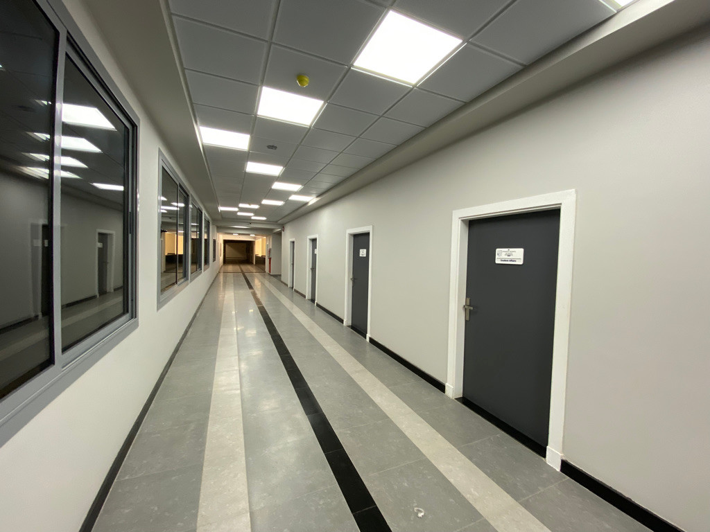 A bright corridor connecting ESE learning spaces