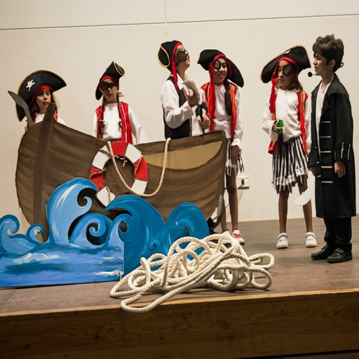 Students performing a pirate-themed school play